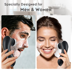 Facial Cleansing Brush, Rechargeable IPX-7 Waterproof Exfoliator for Women & Men with 4 Brush Heads