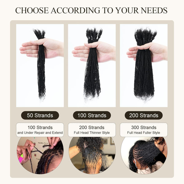 Originea Dreadlocs Extensions Human Hair 0.1cm Thickness Curly Tips Interlocked Sisters Locs 100% Real Human Hair Full Handmade Micro Locs with curly ends Dreadlock Extensions (10 Inch 100 Strands)