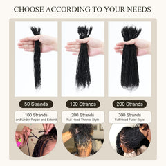 Originea Dreadlocs Extensions Human Hair 0.1cm Thickness Curly Tips Interlocked Sisters Locs 100% Real Human Hair Full Handmade Micro Locs with curly ends Dreadlock Extensions (10 Inch 100 Strands)
