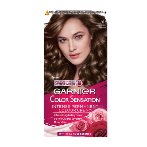 Garnier Color Sensation Brown Hair Dye Permanent 5.0 Luminous Light Brown (Packaging may vary)