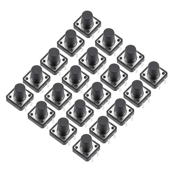 sourcing map 12x12x12mm Panel Mini/Micro PCB Momentary Tactile Tact Push Button Switch DIP 20PCS