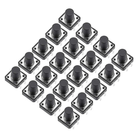 sourcing map 12x12x12mm Panel Mini/Micro PCB Momentary Tactile Tact Push Button Switch DIP 20PCS