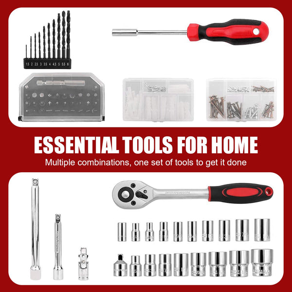 DEWINNER 325pcs Hand Tool Kits for Home, Household Tool Box with Tools Included, Portable Hand Tool Sets for Home Repair and Maintenance