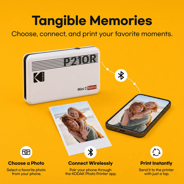 KODAK Mini 2 Retro 2x3 Portable Photo Printer, 4PASS, 38 Sheets, Black