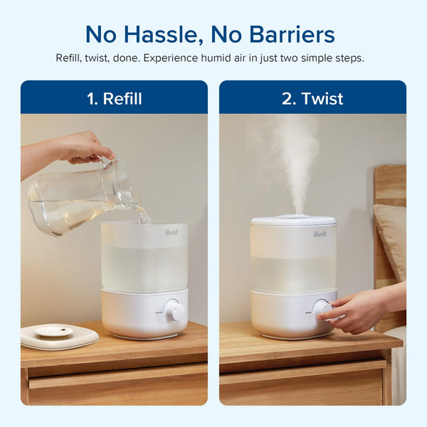 Levoit Humidifier for Bedroom, 23dB Ultra Quiet, Top Fill