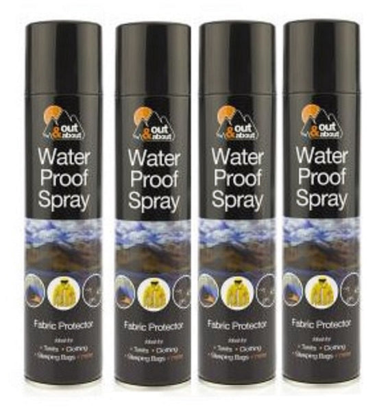 4 X 300ml Water Proof Spray Fabric Protector Tents Camping Fishing Hiking Clothe