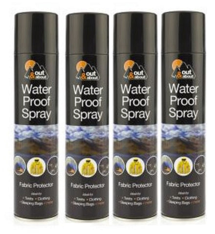 4 X 300ml Water Proof Spray Fabric Protector Tents Camping Fishing Hiking Clothe