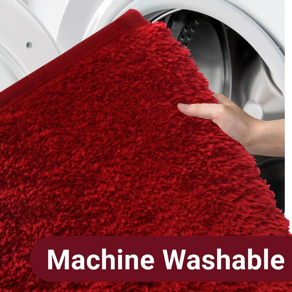 Rururug Bath Mat, Red, 60 x 180 cm, Large Bathroom Rug, Shower Mat, Non-Slip, Washable, Soft Microfibre Bathroom Mat