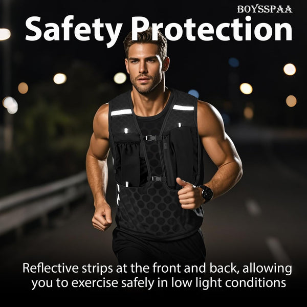 Unisex Running Vest with Phone Holder & Storage Adjustable Hydration Vest Lightweight & Breathable Running Backpack for Running Cycling Hiking (black, one size)