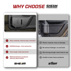 SHEAM Metal Front Door Storage Pockets for 2009-2018 Jeep Wrangler JK JKU, Sturdy Door Organizer Box Pockets Insert Accessories for Replace Sagging Nets -2 PCS