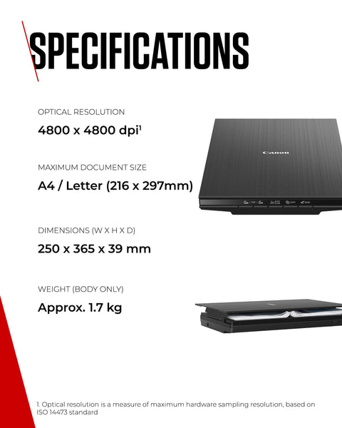 Canon LiDE 400 Colour Flatbed Scanner (Black) - Space Saving Design with USB Type-C Connectivity, Easy One-Touch Operation - Ideal for Home or Office