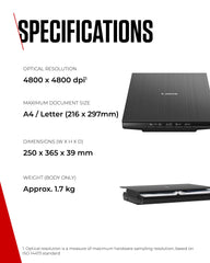 Canon LiDE 400 Colour Flatbed Scanner (Black) - Space Saving Design with USB Type-C Connectivity, Easy One-Touch Operation - Ideal for Home or Office