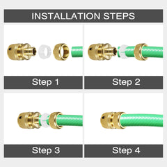 iBamso Garden Hose Connector, Solid Brass Garden Tap Connector, 1/2 Inch and 3/4 Inch 2-in-1 Faucet Connector, 1/2 Inch Quick Connect Garden Hose Fittings, Thread Easy Connect Faucet Adapter (4 Pack)