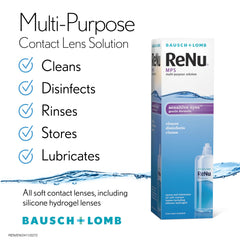 ReNu Multi-Purpose Contact Lens Solution 240 Ml - For Soft Contact Lenses Comfortable Wear, Gentle On Sensitive Eyes, Clean, Disinfect, Rinse, Lubricate And Store Your Lenses, Lens Case Included