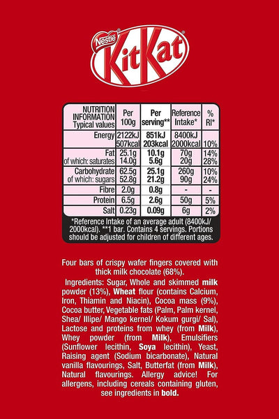 Kit Kat Chocolate Bars | 4 Fingers | 24 Packs of 41.5 g| Kit Kat Milk Buscuit Chocolate Blocks | Bulk Gift Box | Easter Christmas Birthday Present School Gifts | UK Stock | Sold by Essential Products