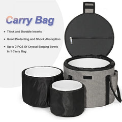 CVNC Set of 3 PCS 440HZ 8" A + 10" F + 12" C Frosted Quartz Crystal Singing Bowls with Travel Carry Case Bag for Sound Healing and Meditation