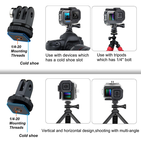 SOONSUN Waterproof Case for GoPro Hero 13/12/11/10/9 Black, 196FT/60M Underwater Protective Diving Housing With Bracket Screw Accessories