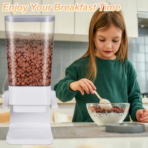 Hniuyun Cereal Dispenser, 5.5L Large Cereal Containers Storage Dispenser, Dry Food Dispenser Countertop for Rice, Cornflakes, Beans, Snack, Oatmeal, Pet food, White