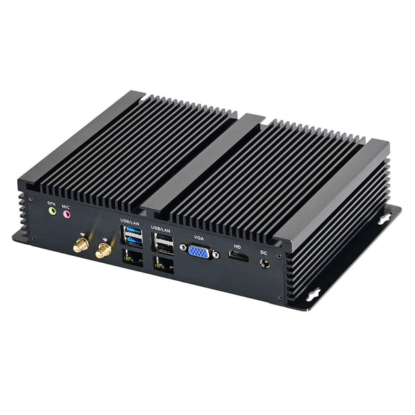 HUNSN Industrial Computer, Fanless Mini PC, Windows 11 / Linux Ubuntu, I5 8250U 8259U 8260U 8350U 8265U, IM07, GPIO, Watchdog, WOL, SIM Slot, 2 x LAN, 6 x COM, 32G DDR4 RAM, 128G SSD