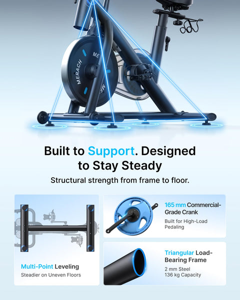 MERACH Magnetic Exercise Bike, Smart Training System, Quiet Comfort Ride