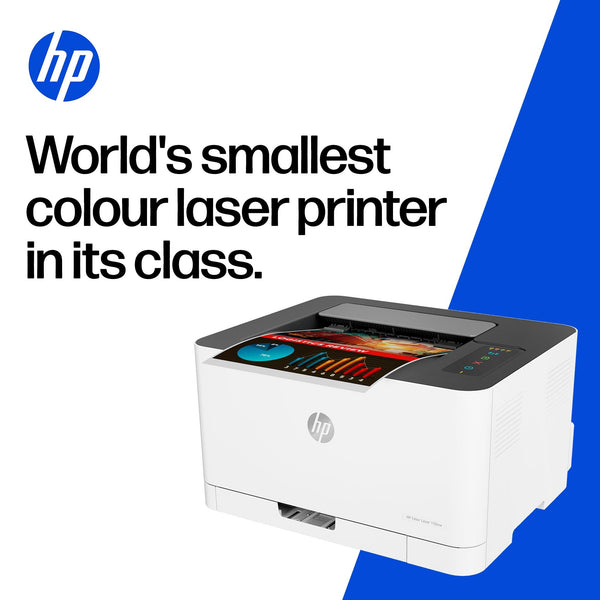 HP Colour Laser 150nw Wireless Printer | White | Easy mobile printing with the app | World’s smallest colour laser in its class | USB 2.0 high speed connectivity | Speeds up to 18/4 ppm in A4