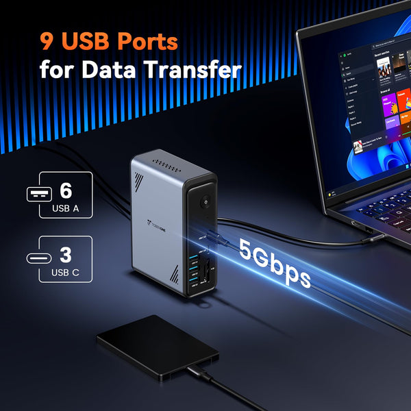 TobenONE 18 in 1 Laptop Docking Station 3 Monitors, Triple 4K Display