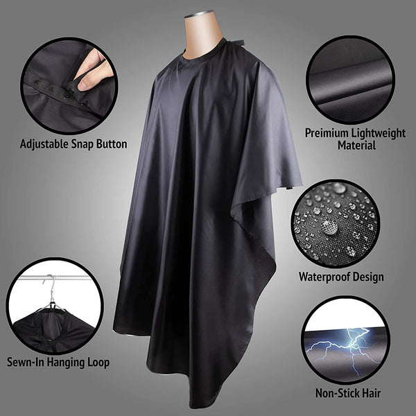Delkinz Barber Cape with Adjustable Snap Closure waterproof Hair Cutting Salon Cape for Unisex, Perfect for Hairstylists