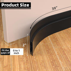 ESUFEIR 39"/1M Draft Excluder for Doors,Self Adhesive Draught Excluder for Bottom of Door,Silicone Draft Stopper Seal Strip for Soundproofing and Insulatuion,Black 39" L x2" W
