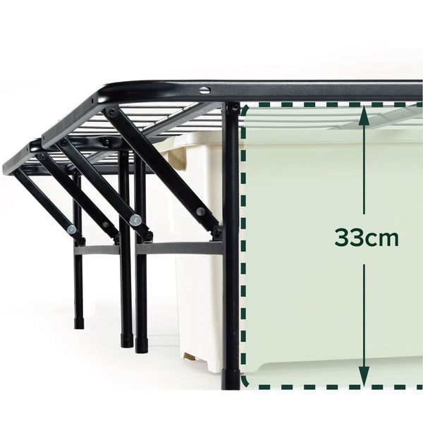 Zinus Shawn SmartBase Folding Guest Bed Frame King (150 x 200 cm) – Space Saving with Underbed Storage, No Assembly – Black