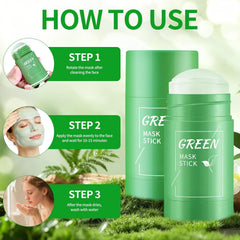2pcs Green Tea Mask Stick For Face, Moisturizing Solid Mask, Deep Cleansing For Men And Women Of All Skin Types