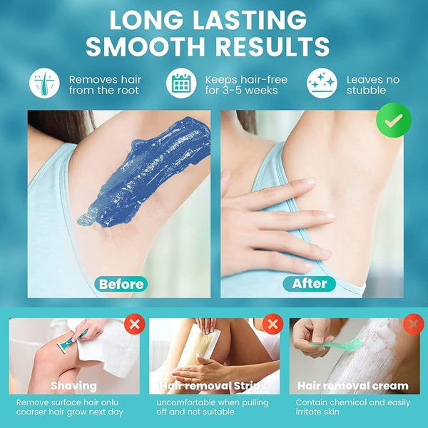 Waxing Kits Wax Heater for Hair Removal: 4 * 100g Hard Waxing Beads & 30 Waxing Sticks Waxing Machine Kit for Home Use Wax Kit Home Waxing Kit for Women/Men
