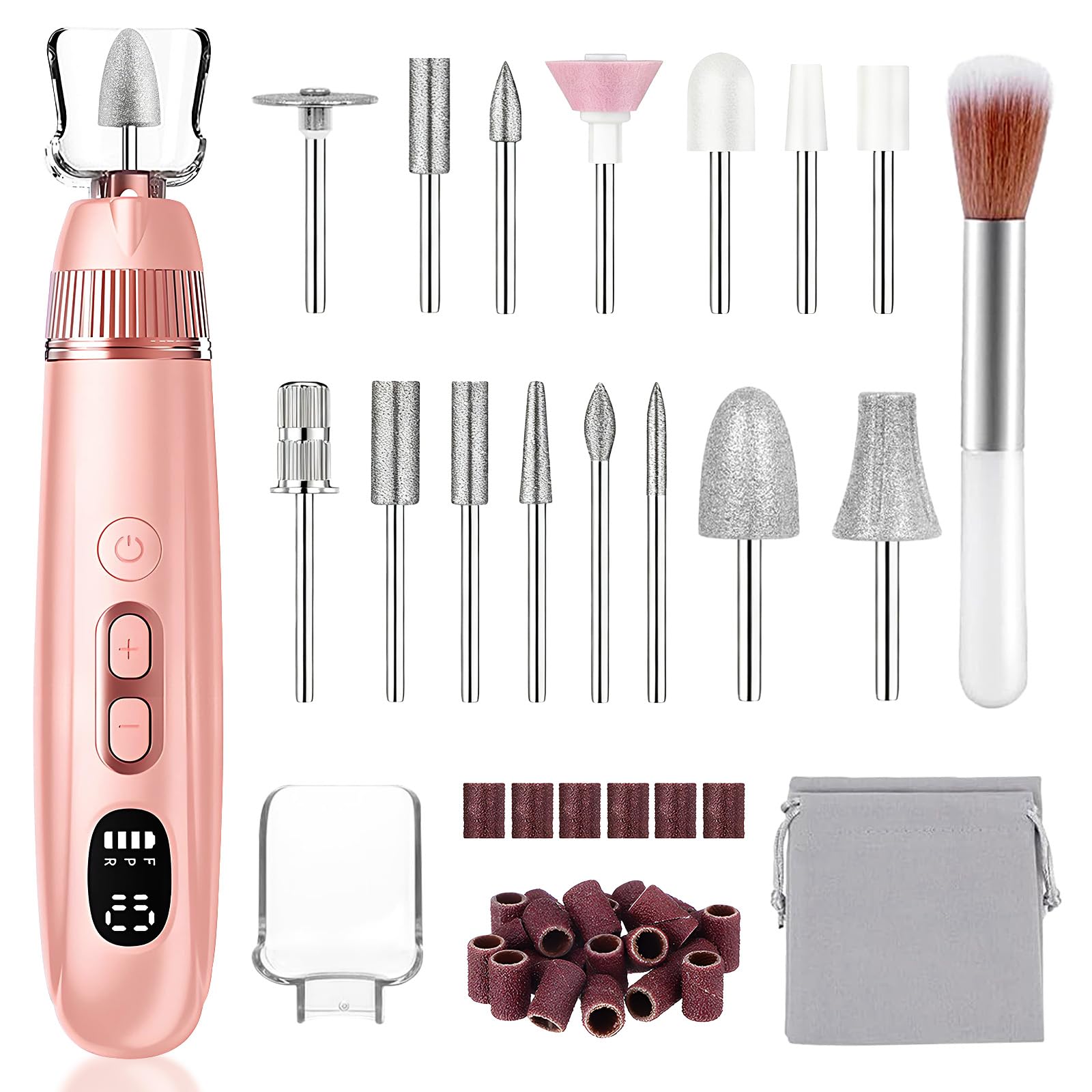 Electric Nail File, Professional Cordless Electric Nail Drill, 15 in 1 Nail Files Dust Cover Pedicure Sets - Rechargeable Nail Drill Machine Efile for Acrylic Gel Nails, Manicure Set Salon Home