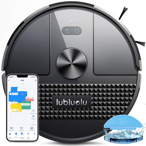 Lubluelu Robot Vacuum Cleaner with Mop 4500Pa,3 in 1 Robotic Vacuum, Laser Navigation, 5 Maps,Super Slim, Carpet Auto Boost,WiFi/App/Alexa,Vacuum Robot ideal for Hard Floor, Pet Hair, Carpet(Black)