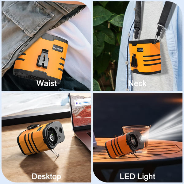 WAFTING Portable Waist Fan - 12000RPM High-Speed Belt Fan, 10-Speed Adjustable, 10000mAh Rechargeable, LED Display Shirt Air Conditioner for Camping, Hiking, and Outdoor Work(Orange)