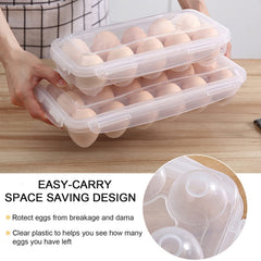 DHYLRICHER 2 Pack Modern Transparent Plastic Egg Trays, Rectangular, Holds 36 Eggs, Fits 18x2 Eggs, Sturdy, Freezer Safe, Hand Wash Only