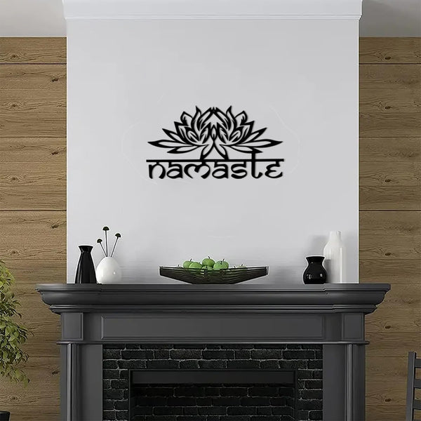DUOOLN Metal Mandala Wall Decor,Black Modern Lotus Flower Metal Wall Art,Lotus Spiritual Meditation Decorative，Sacred Geometry Wall Art Sign for Home Bedroom Living Room Office Yoga Studio
