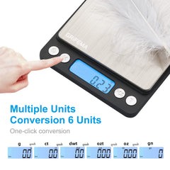 GRIFEMA GA2003 Digital Kitchen Scales with Trays 0.05g-500g Silver
