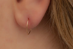 14K Gold Filled Small Hoop Earrings for Cartilage Nose, Tiny Thin 8mm Piercing Hoop Ring 24 Gauge (Gold, 8mm 24 gauge / 1 pair)