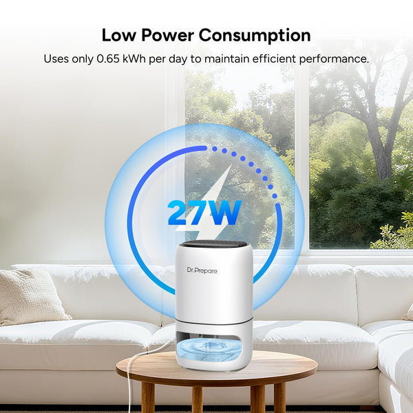 Dr. PREPARE 1000ml Dehumidifiers for Home, Small Dehumidifier for Bedroom, Ultra-Quiet, Auto Off, 3 Timer Functions, Portable Dehumidifier Remove Damp, Mold for Dorms, Offices, RVs, Garages - White