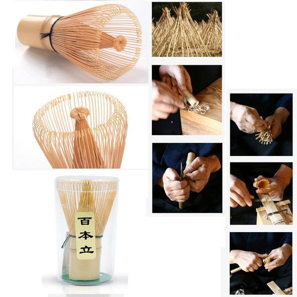 Handcrafted Golden Bamboo Matcha Whisk, Traditional Japanese Chasen Matcha Stirrer -Bamboo Whisk Made from Durable and Sustainable Organic Bamboo