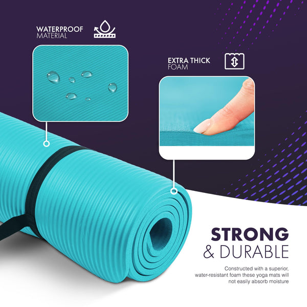 KAYMAN Exercise Yoga Mat Non Slip - Teal, 183 x 60 cm | Best Training & Workout Mat for Yoga, Pilates, Gymnastics, Stretching & Meditation | Eco Friendly Exercise Mat for Home with Carrying Straps