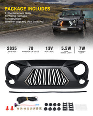 Mad Max Grill Front Grille w/DRL & Turn Signals for 2007-2018 Wrangler JK
