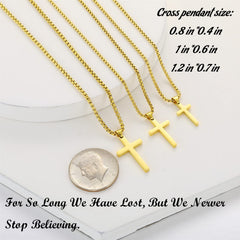 RWQIAN Stainless Steel Cross Necklace for Men gold 50cm Small Cross Pendant Necklace Simple Jewelry Christian cross Chain for Mens