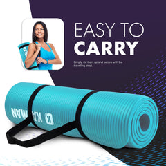 KAYMAN Exercise Yoga Mat Non Slip - Teal, 183 x 60 cm | Best Training & Workout Mat for Yoga, Pilates, Gymnastics, Stretching & Meditation | Eco Friendly Exercise Mat for Home with Carrying Straps