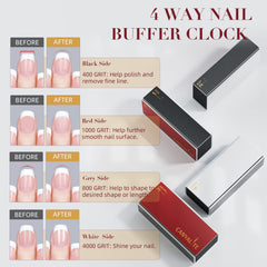 Canvalite All in One 4 Way Nail Buffer Block - Shapes, Files, Smoothes, and Shines - 100/180 Grit Nail File and Buffer - 9pcs