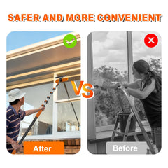 SISUPASSIE 7.2m Telescopic Window Cleaner, Professional Window Cleaning Equipment with Extendable Window Cleaning Pole and 25cm Window Squeegee, Long Reach Window Cleaner Tool for Outdoor/Indoor Use