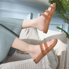 KuaiLu Womens Slides Sandals With Arch Support Comfort Plantar Fasciitis Yoga Mat Cushion Sandals Fashion Summer Beach Walking Adjustable Ladies Flat Orthotic Slip On Sandles Khaki Size 6