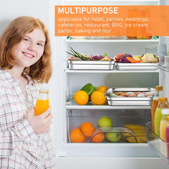 8 Pcs Large Stainless Steel Food Containers with Lids, Rectangle Food Storage Box Bulk, Stackable Meal Prep Container for Kitchen Restaurant Snack Buffet Fruits, Oven Freezer Safe, 32 x 26 x 7 cm