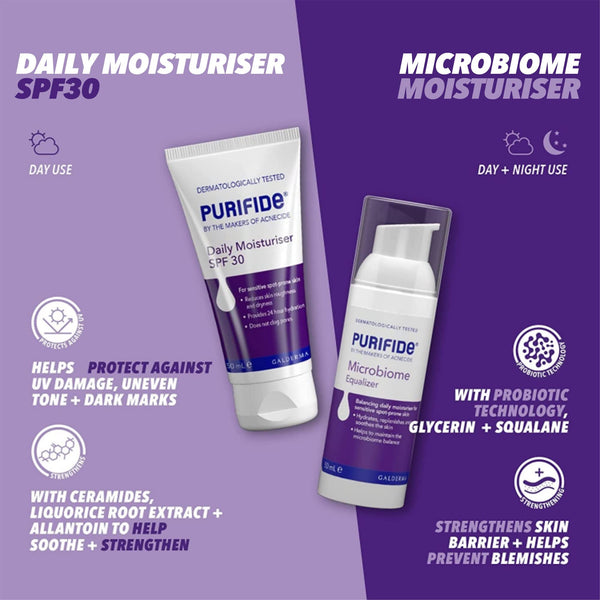 Purifide by Acnecide SPF 30 Daily Face Moisturiser for Acne Prone Skin & Blemish Control 50ml