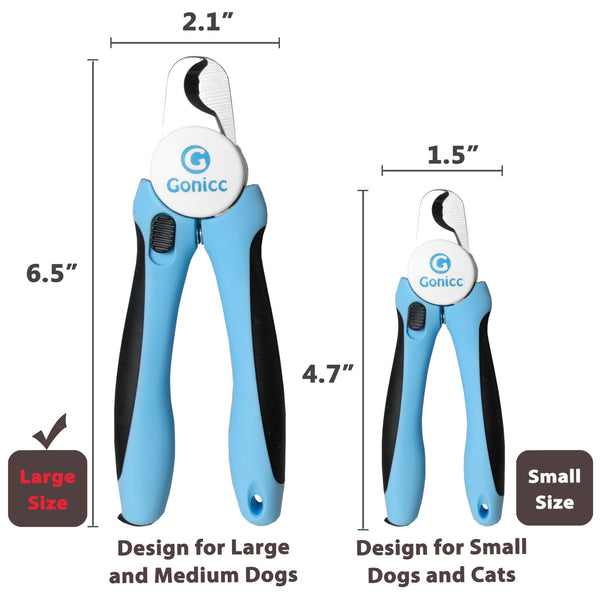 gonicc Dog & Cat Pets Nail Clippers and Trimmers - with Safety Guard to Avoid Overcutting, Free Nail File, Razor Sharp Blade - for Large and Small Animals.